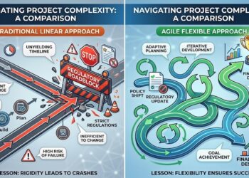 Traditional linear approach vs Agile flexible approach