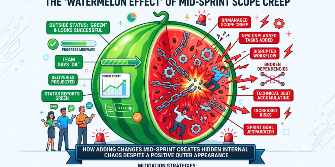 Watermelon Effect' of mid-sprint scope creep