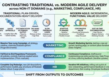 contrasting traditional documentation-heavy delivery Vs Agile functional increment delivery