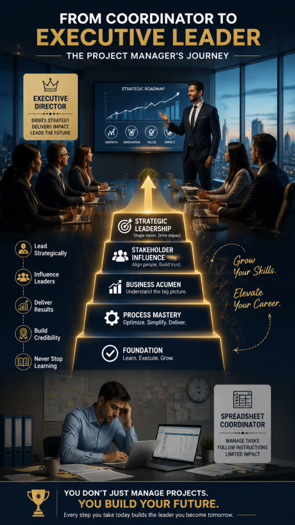 from coordinator to Executive leader