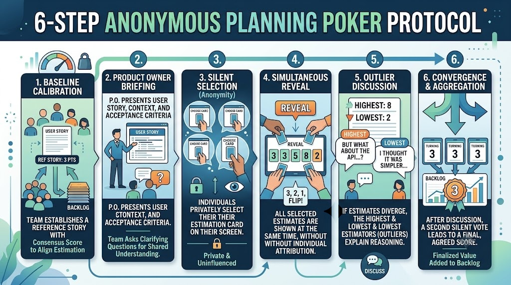 6step Anonymous planning poker protocol
