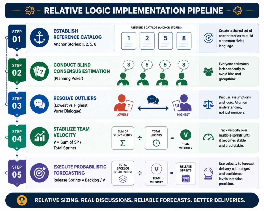 Relative logic implementation pipeline