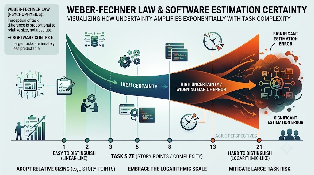 Weber-Fechner Law and software estimation uncertainty