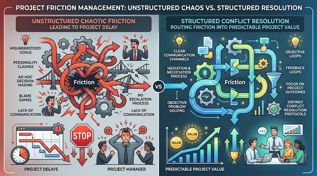 unstructured chaotic friction vs structured conflict resolution