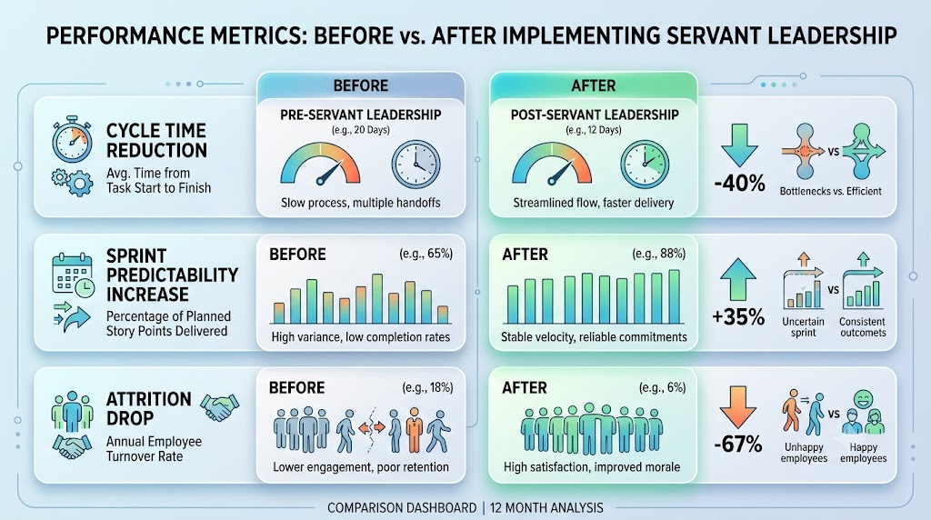 Before and after implementing servant leadership