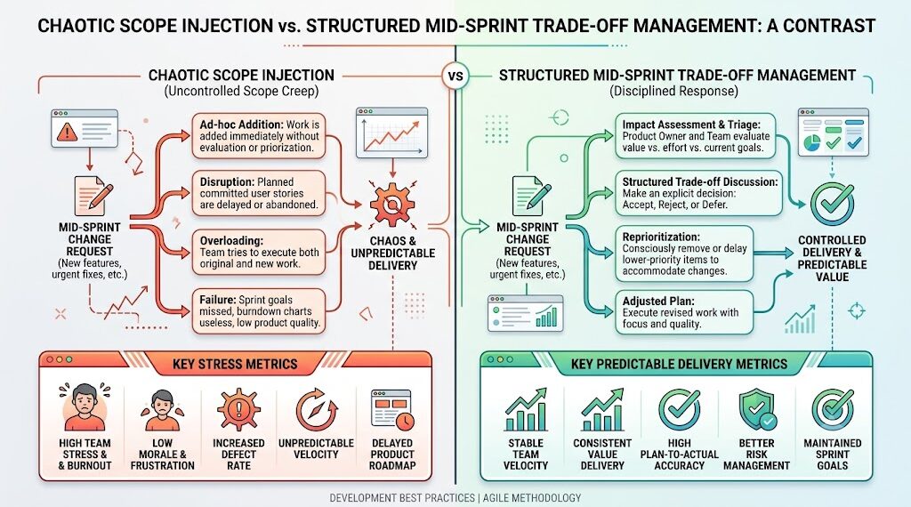 Chaotic Scope Injection vs. Structured Mid-Sprint Trade-off Management