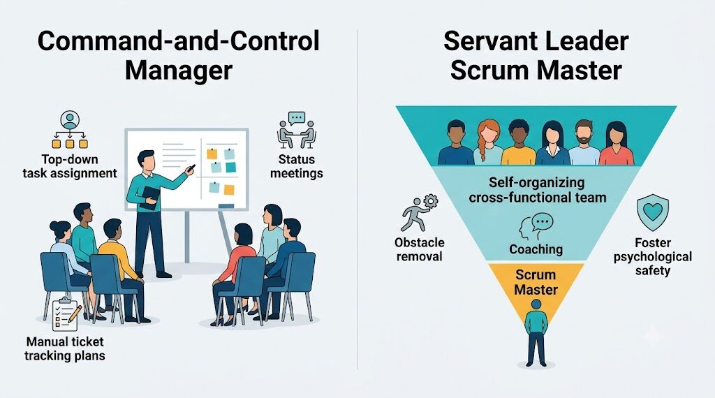 Command-and-Control Manager Vs Servant Leader Scrum Master