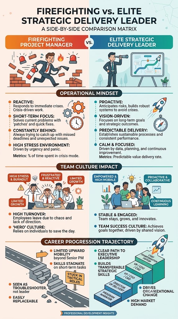 Firefighting Project Manager vs. an Elite Strategic Delivery Leader
