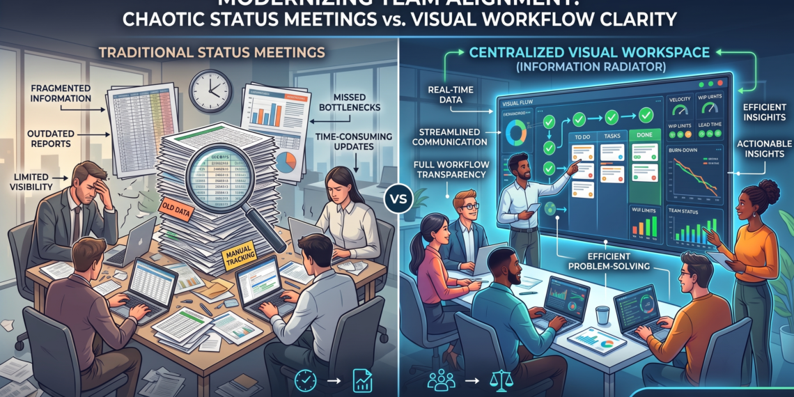 Chaotic Status Meetings VS. Visual Workflow Clarity