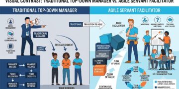 Traditional Top-Down Manager Vs Agile Servant Facilitator