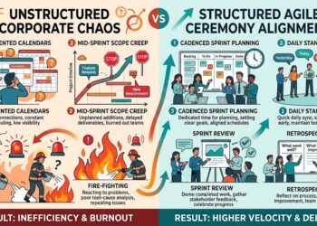 unstructured corporate chaos Vs structured Agile Ceremony alignment
